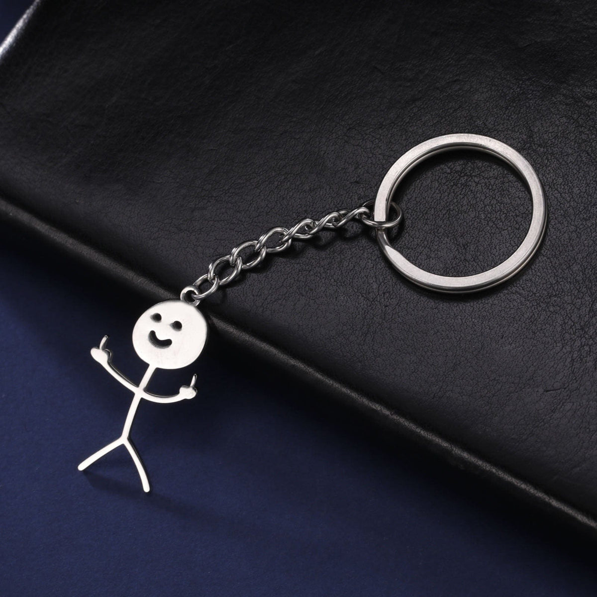 GeckoCustom Teamer Funny Fuxk You Middle Finger Stickman Keychain 2023 Cute Trend School Bag Car Key Pendant Couple New Trinket Gift Keyring
