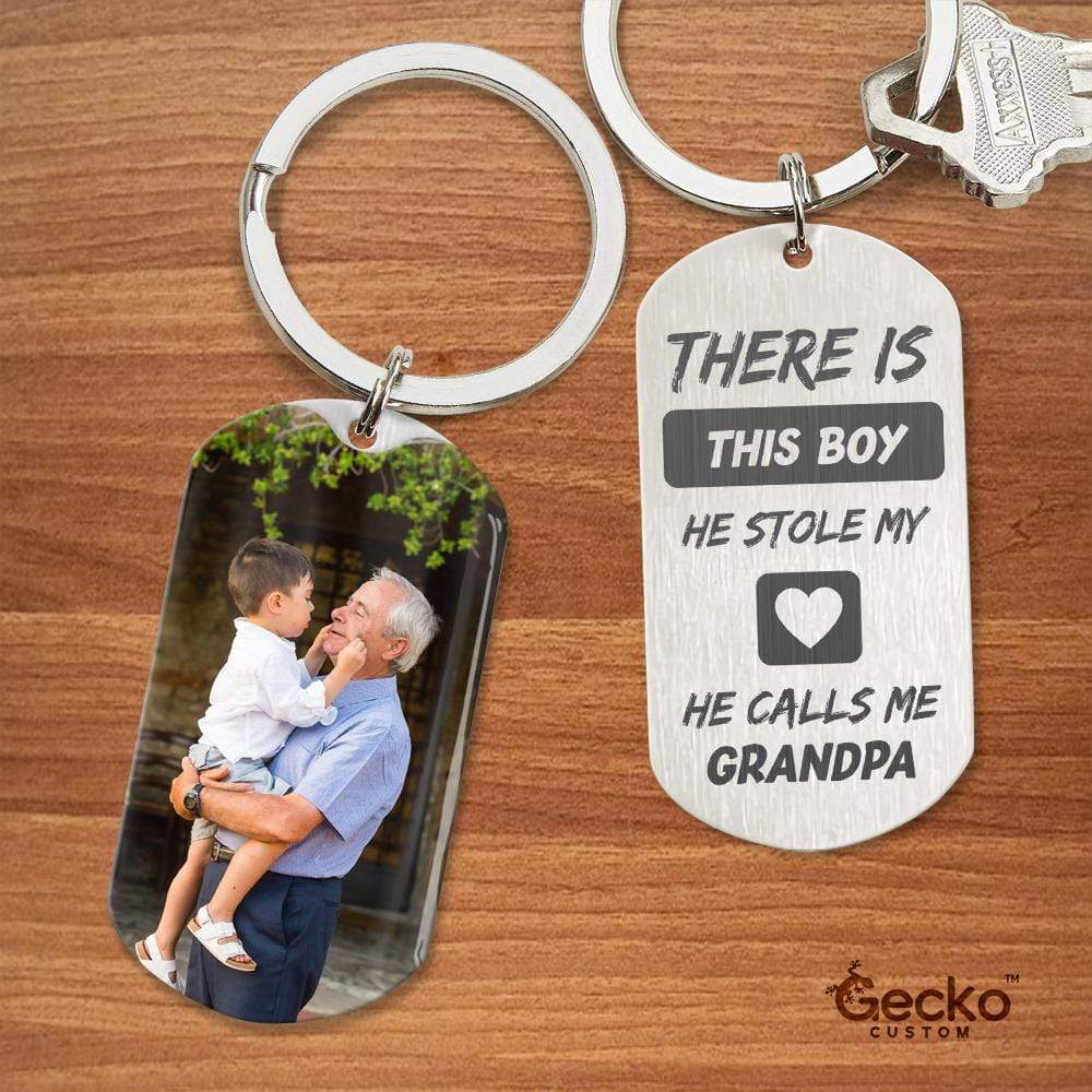 GeckoCustom There Is This Girl She Stole My Heart She Calls Me Grandpa Family Metal Keychain HN590