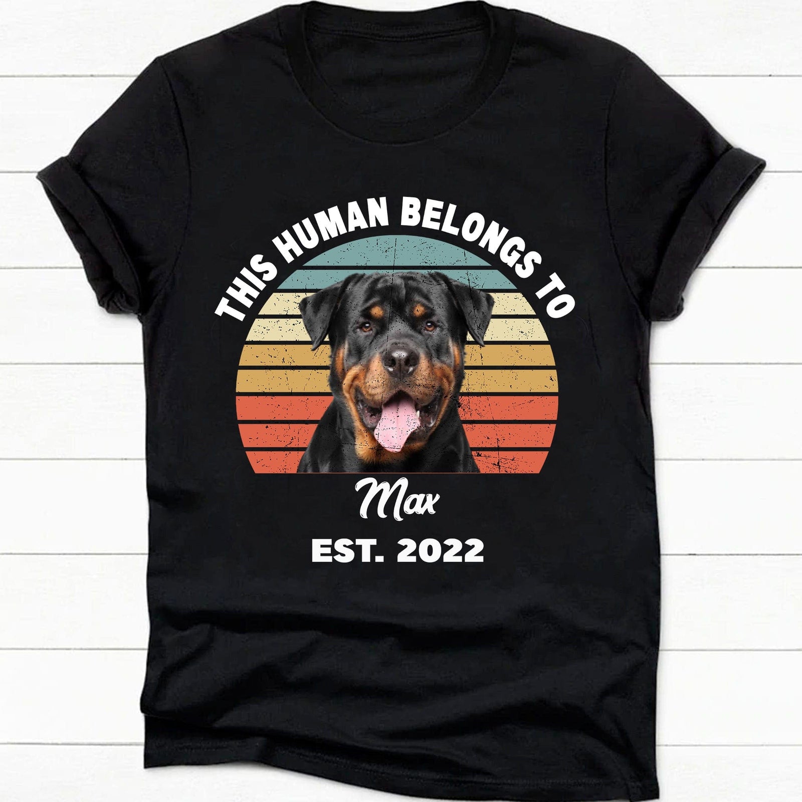 GeckoCustom This Human Belongs To Vintage Retro Photo Shirt, Personalized Custom Photo Dog Shirt H469