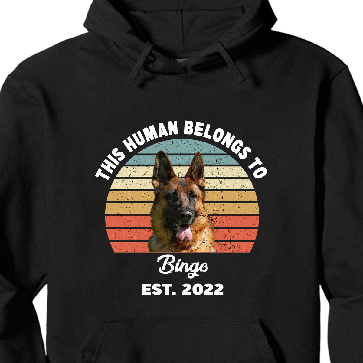 GeckoCustom This Human Belongs To Vintage Retro Photo Shirt, Personalized Custom Photo Dog Shirt H469 Pullover Hoodie / Black Colour / S