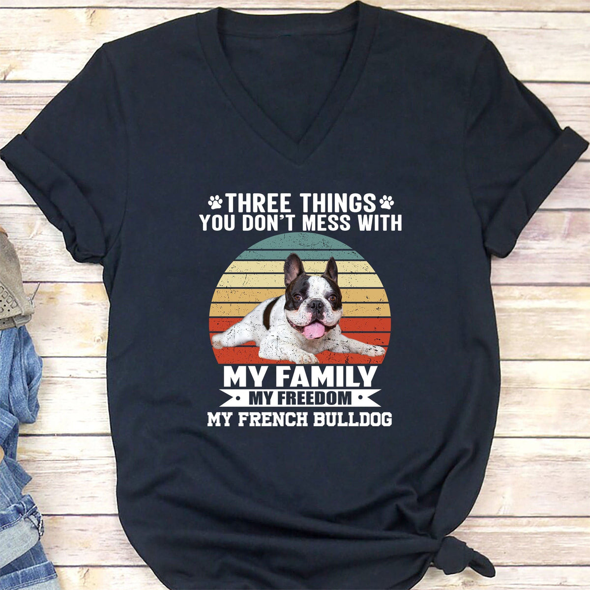 GeckoCustom Three Things You Don't Mess With Vintage Retro Photo Shirt, Personalized Custom Photo Dog  Shirt H458