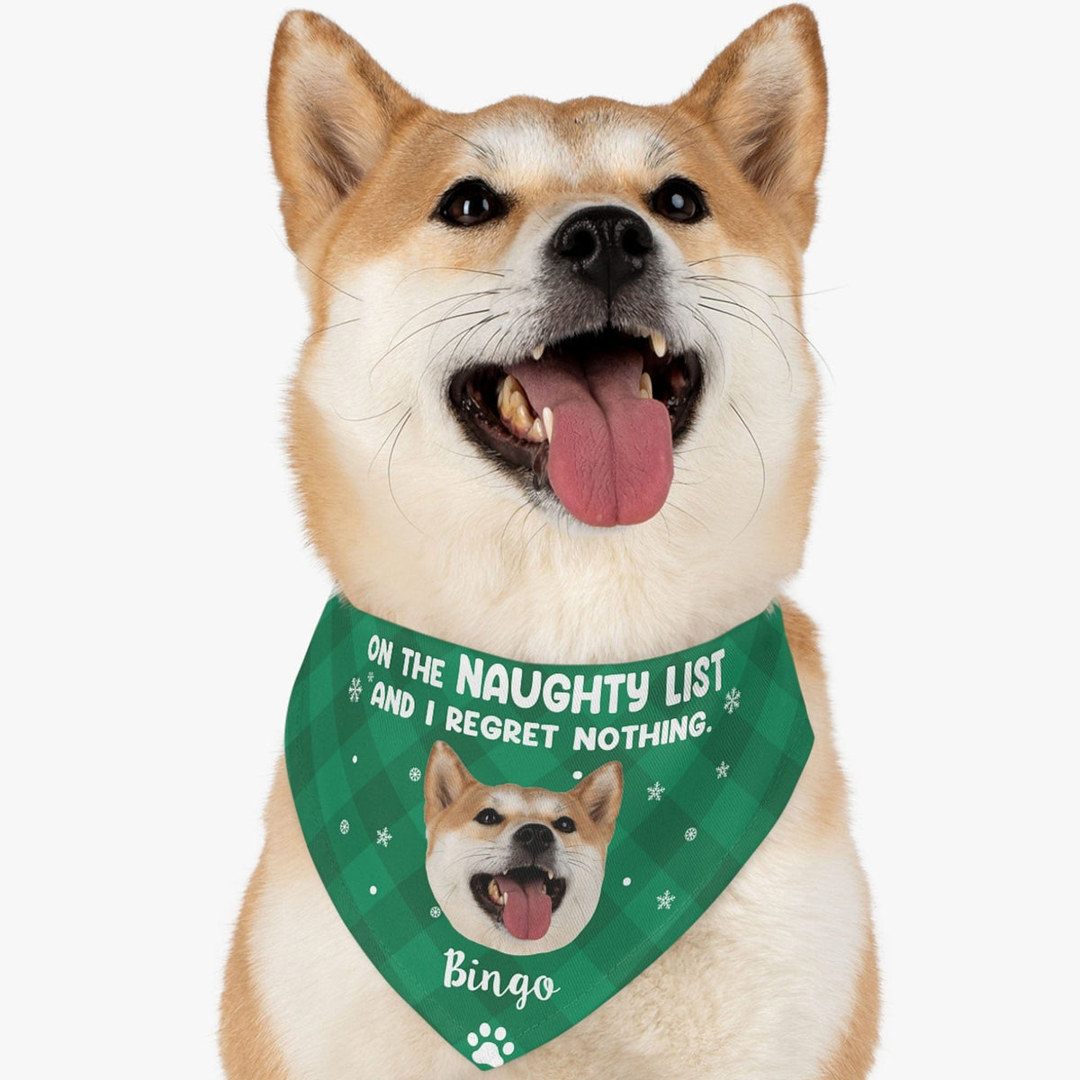 GeckoCustom Too Cute For The Naughty List Personalized Custom Photo Dog Bandana C577