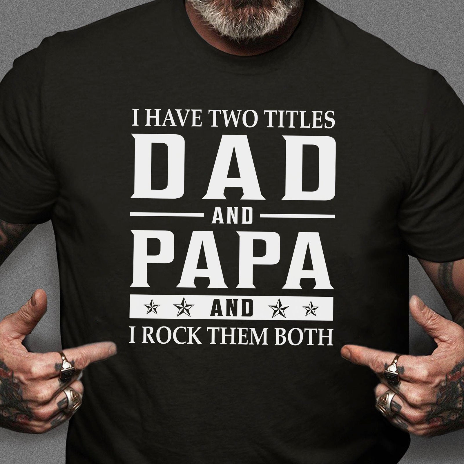 GeckoCustom Two Titles Dad Papa Personalized Custom Father's Day Birthday Shirt C331 Basic Tee / Black / S