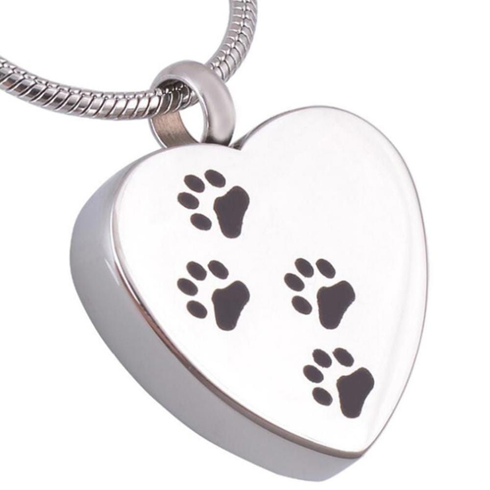 GeckoCustom Unisex Stainless Steel Pet,Dog/Cat Jewelry Paw Print Cremation Jewelry Ashes Holder Pet Memorial Urn Necklace For Memory 1 / Non-Engraving