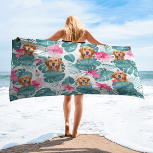 GeckoCustom Upload Photo Dog  Beach Towel K228 888429 30"x60"
