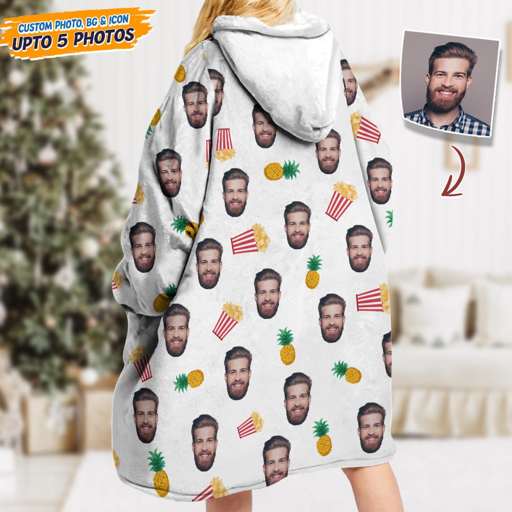 GeckoCustom Upload Photo Dog Cat With Accessories Pattern Hoodie Blanket T368 HN590