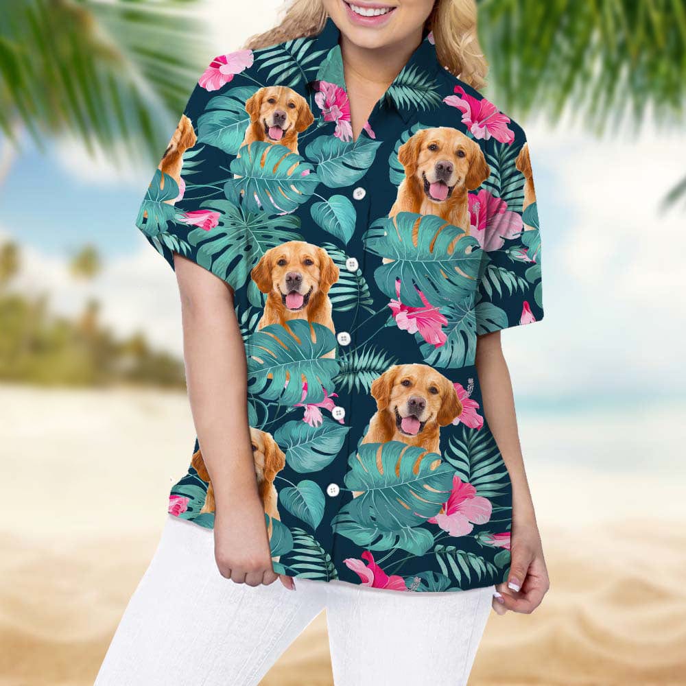 GeckoCustom Upload Photo Dog Woman's Hawaiian Shirt TA29 888326