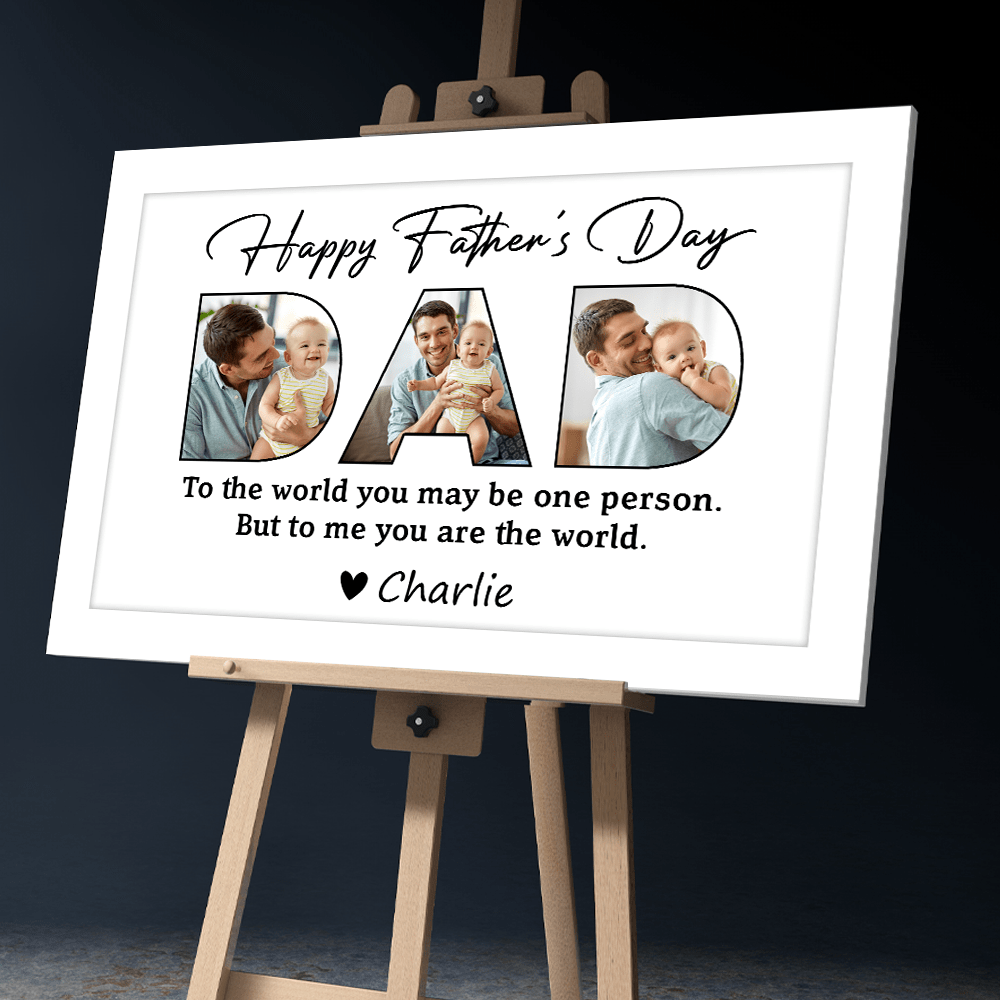 GeckoCustom Upload Photo Happy Father's Day Picture Frame Poster Canvas TA29 889061
