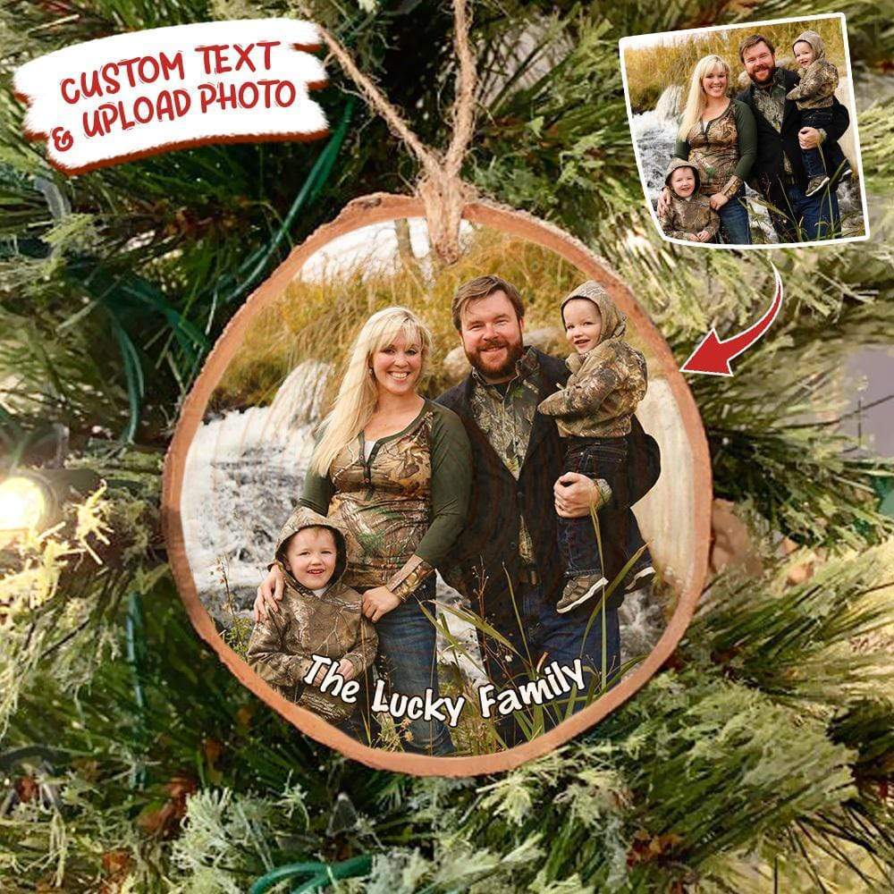 GeckoCustom Upload photo Ornament Family Ornament Christmas Wood Slice Ornament, HN590