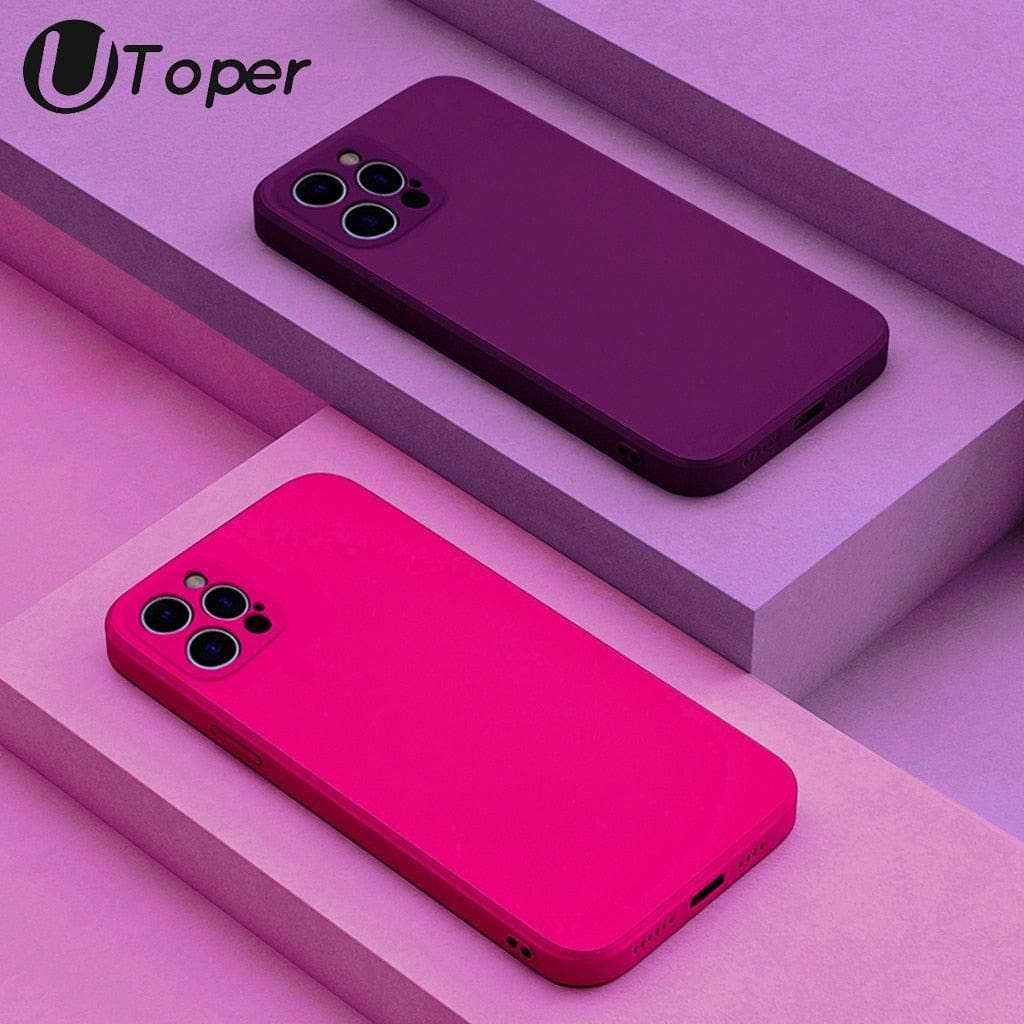 GeckoCustom UTOPER Square Liquid Silicone Phone Case For iPhone 14 11 13 12 Pro Max Mini X XR XS 7 8 Plus SE 2020 Protection Back Cover