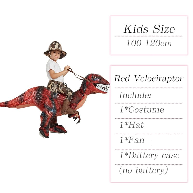 GeckoCustom Velociraptor T REX Mascot Inflatable Costume For Kids Anime Halloween Costumes Dinosaur Birthday Gift For Party Cosplay Blow Up Red Kids S
