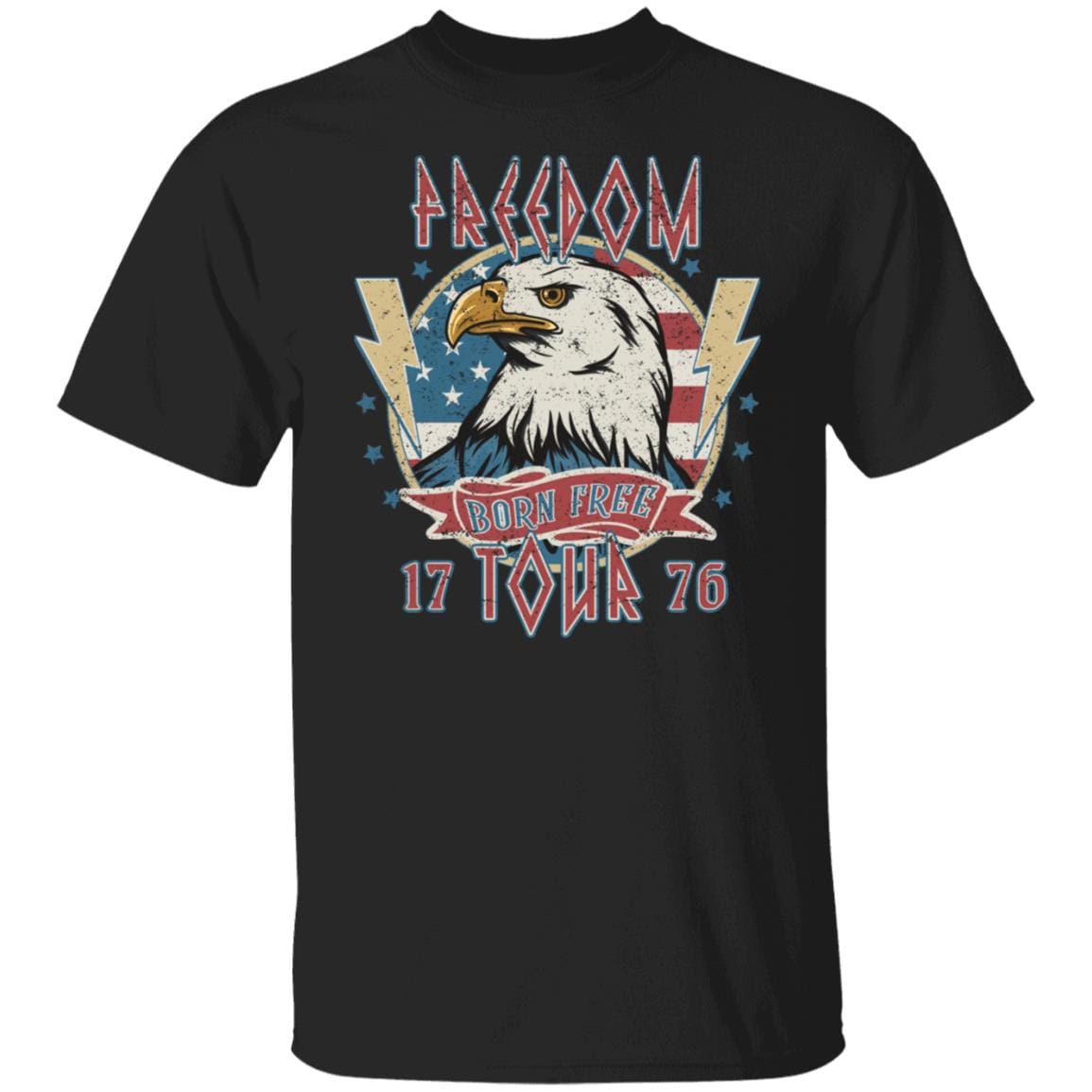 GeckoCustom Vintage 4th of July American Flag Freedom Shirt Basic Tee / Black / S