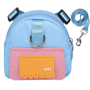 GeckoCustom Waterproof Pet Backpack For Dogs Puppy Bag With Harness Collar Outdoor Travel Dog Snacks Backpack French Bulldog Dog Accessories Blue / S