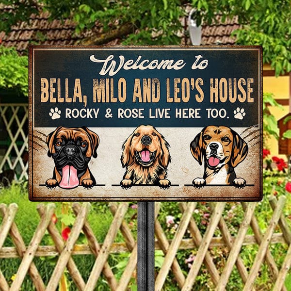 GeckoCustom Welcome To Dog House Dog Metal Sign T286 HN590