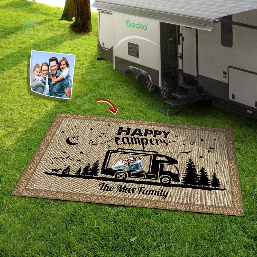 GeckoCustom Welcome To Our Campsite Upload Photo, Camping Patio Mat K228 888373