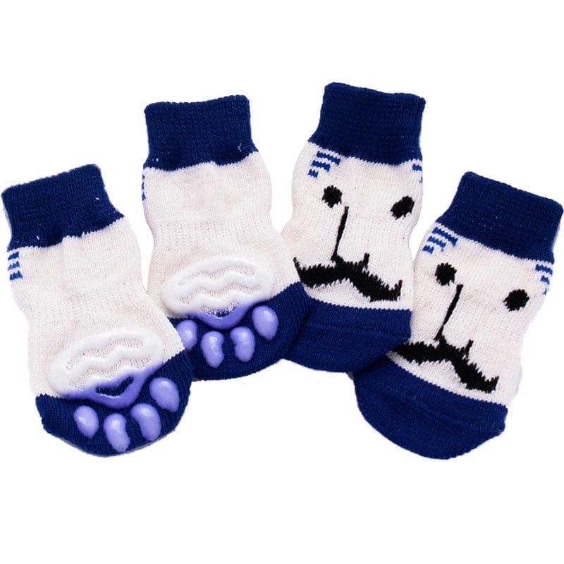 GeckoCustom Winter Warm Dog Socks Cute Cartoon Anti Slip Skid Pet Shoes Socks 4Pcs Soft Breathable Paw Protector for Small Puppy Cat Dogs 23 / S