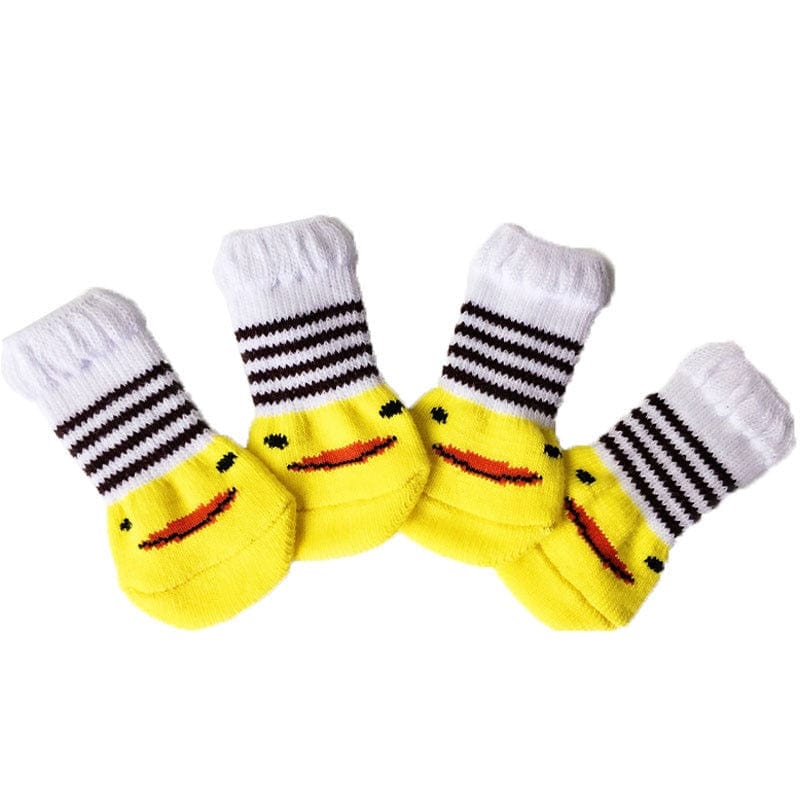 GeckoCustom Winter Warm Dog Socks Cute Cartoon Anti Slip Skid Pet Shoes Socks 4Pcs Soft Breathable Paw Protector for Small Puppy Cat Dogs 25 / S