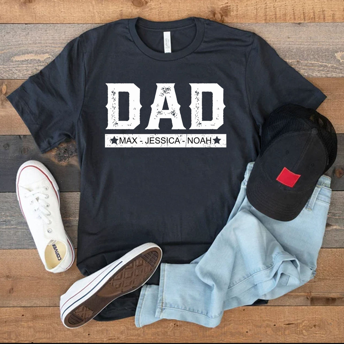 GeckoCustom With Kids Names Custom Dad Personalized Custom Father's Day Shirt H318