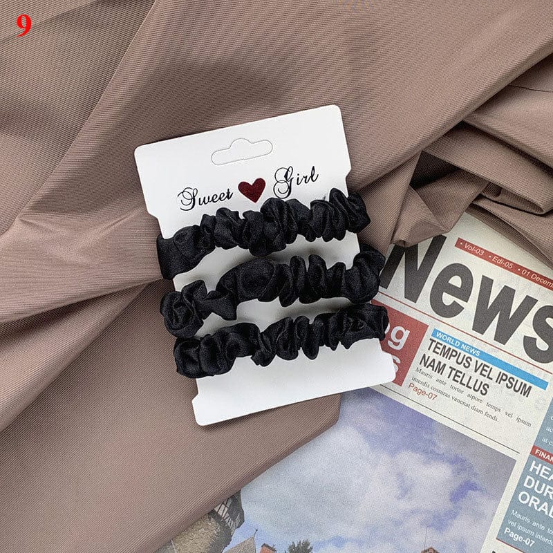 GeckoCustom Women Silk Scrunchie Elastic Handmade Multicolor Hair Band Ponytail Holder Headband Hair Accessories 1PC Satin Silk Solid Color a9