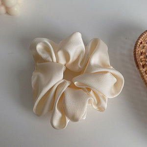 GeckoCustom Women Silk Scrunchie Elastic Handmade Multicolor Hair Band Ponytail Holder Headband Hair Accessories 1PC Satin Silk Solid Color White