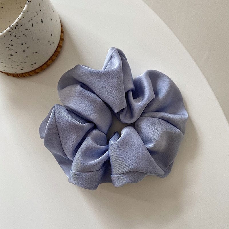 GeckoCustom Women Silk Scrunchie Elastic Handmade Multicolor Hair Band Ponytail Holder Headband Hair Accessories 1PC Satin Silk Solid Color Blue