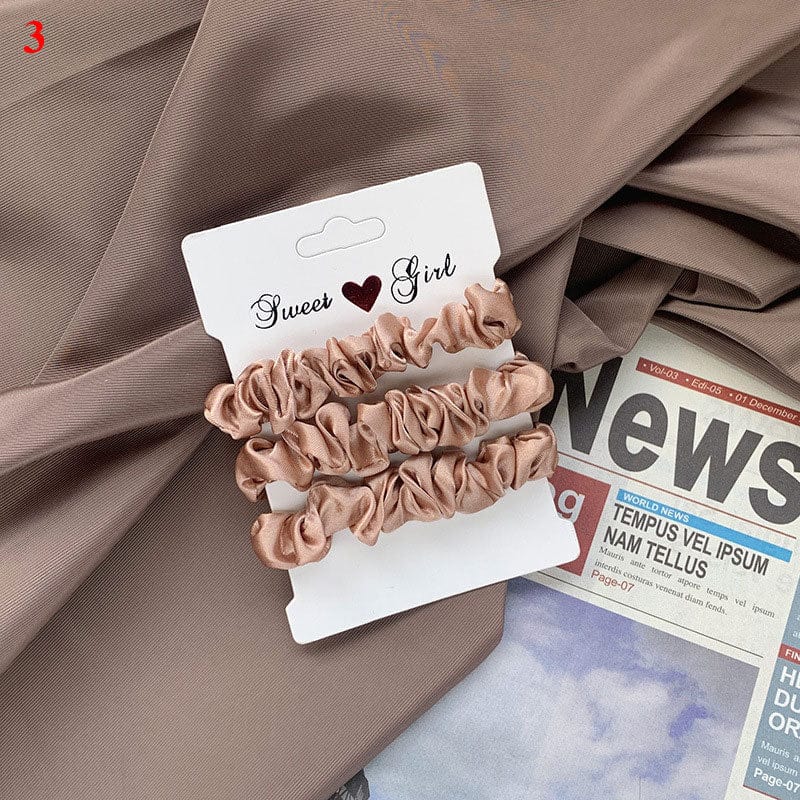 GeckoCustom Women Silk Scrunchie Elastic Handmade Multicolor Hair Band Ponytail Holder Headband Hair Accessories 1PC Satin Silk Solid Color a3