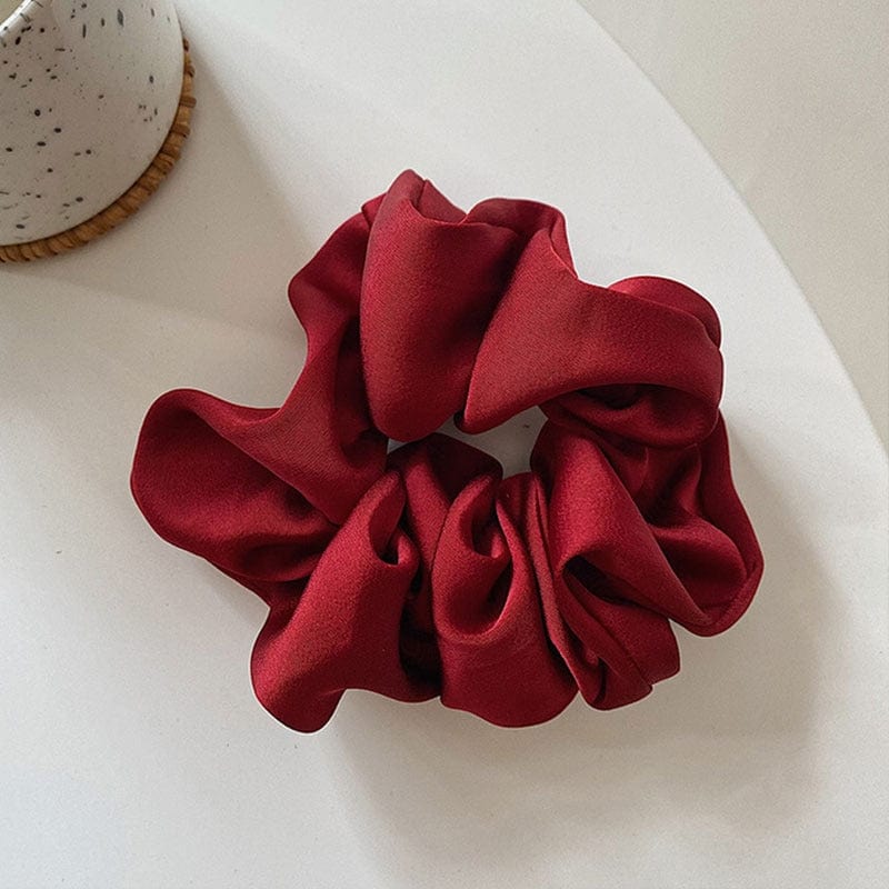 GeckoCustom Women Silk Scrunchie Elastic Handmade Multicolor Hair Band Ponytail Holder Headband Hair Accessories 1PC Satin Silk Solid Color Wine Red
