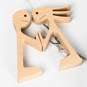 GeckoCustom Wood Sculpture, Gift For Couple, Wooden Carving Couple Man And Woman Stand