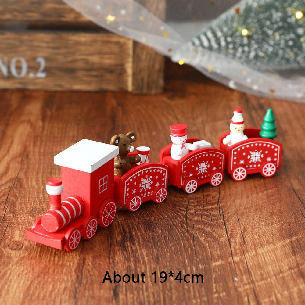 GeckoCustom Wooden Train Christmas Ornament Merry Christmas Decoration For Home Table 2023 Xmas Gifts Noel Natal Navidad Happy New Year 2022 Style 1