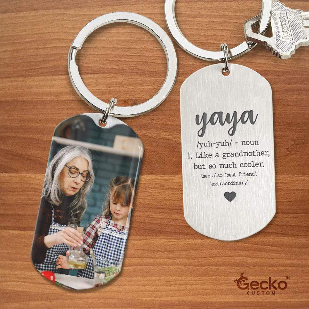 GeckoCustom Yaya Grandma Family Metal Keychain HN590