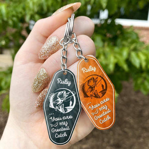 GeckoCustom You Are My Greatest Catch Fishing Vintage Keychain, Gift For Fisherman HN590