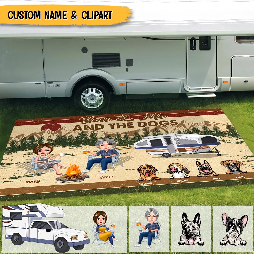 GeckoCustom You Me And The Dog Vintage Camping Doormat N304 HN590