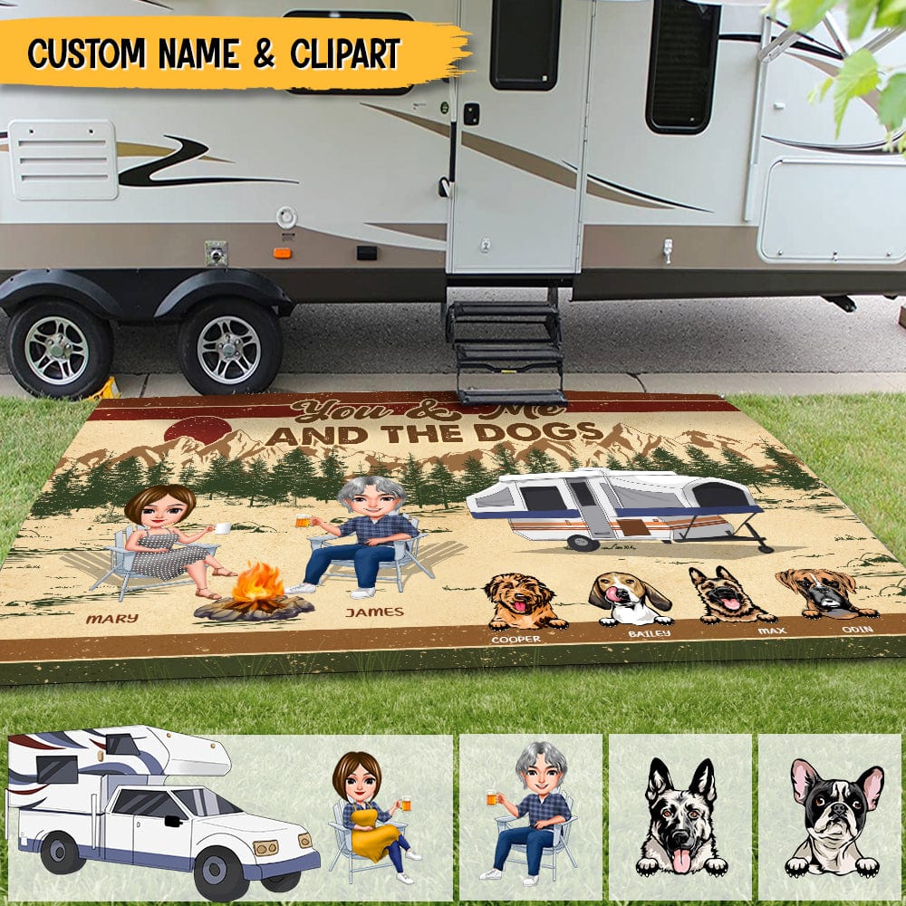 GeckoCustom You Me And The Dog Vintage Camping Doormat N304 HN590
