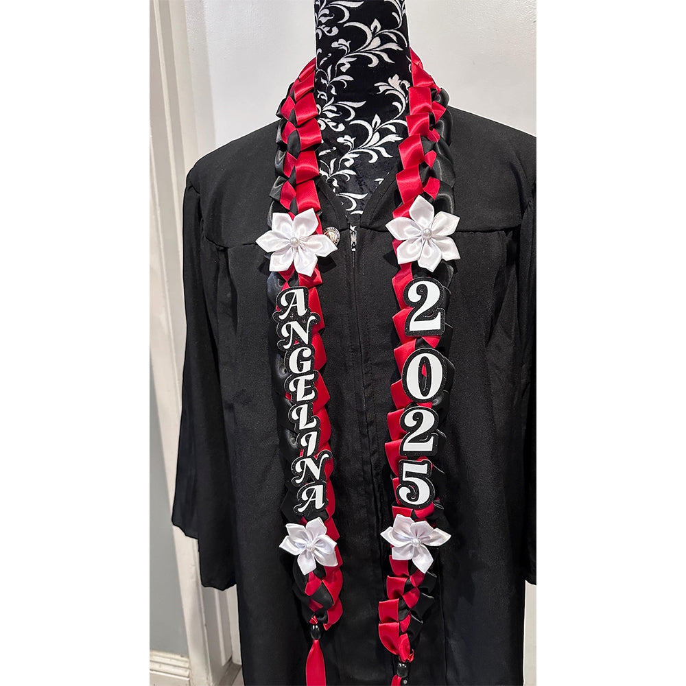 Satin Ribbon Graduation Lei with Flowers, Braided Ribbo, Gift For Graduates TH10 169101