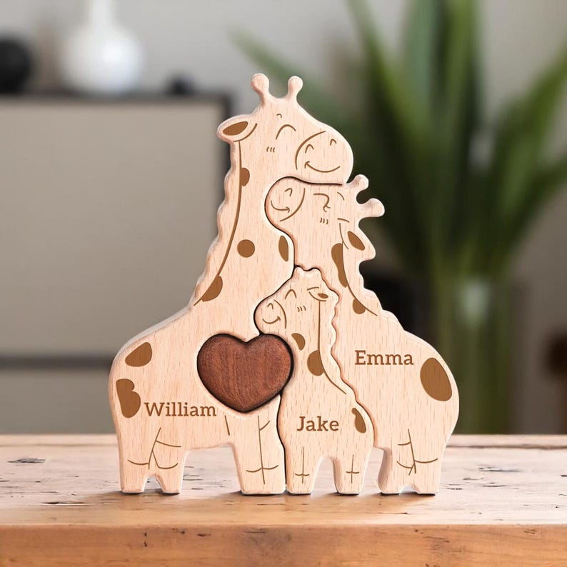 Personalized Giraffe Family Puzzle, Mothers Day Gift, Family Gift TH10 169151