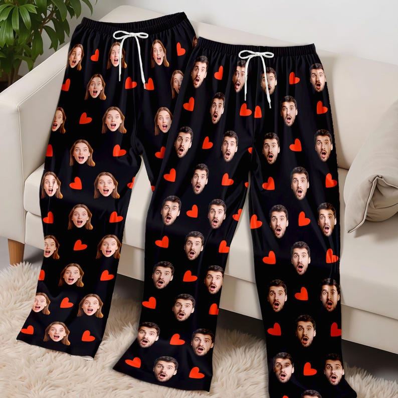 Custom Face Photo With Heart Icon Pajamas Pants TH10 898817