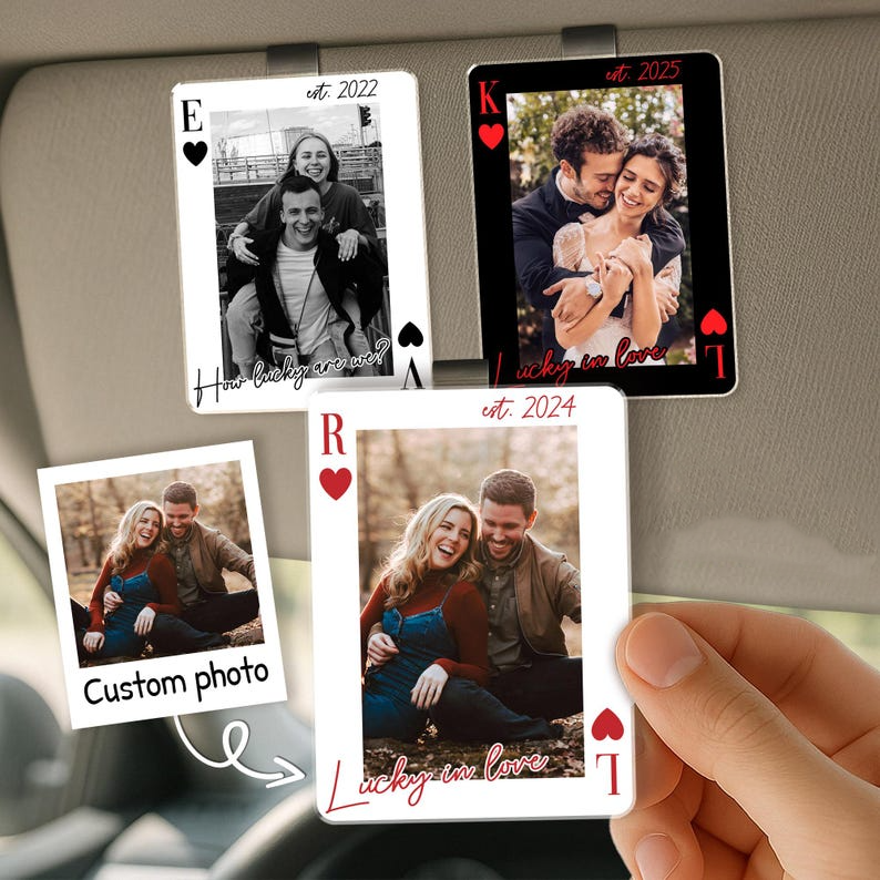 Personalized Couple Photo Car Visor Clip, Drive Safe Gift for Him, Valentines Day Gift for Boyfriend CH07 910430