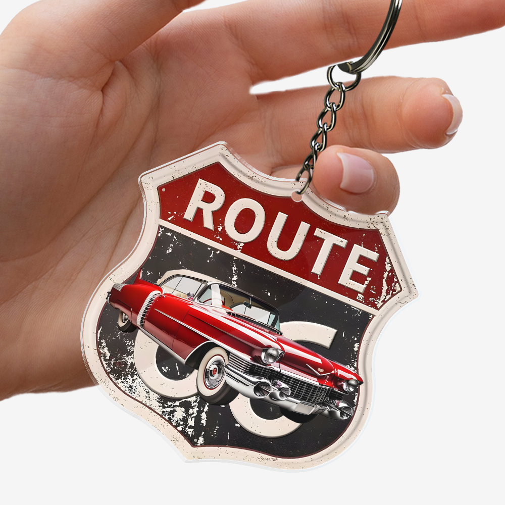 Custom Photo Route 66 Acrylic Keychain Gift For Car Lovers CH07 899142