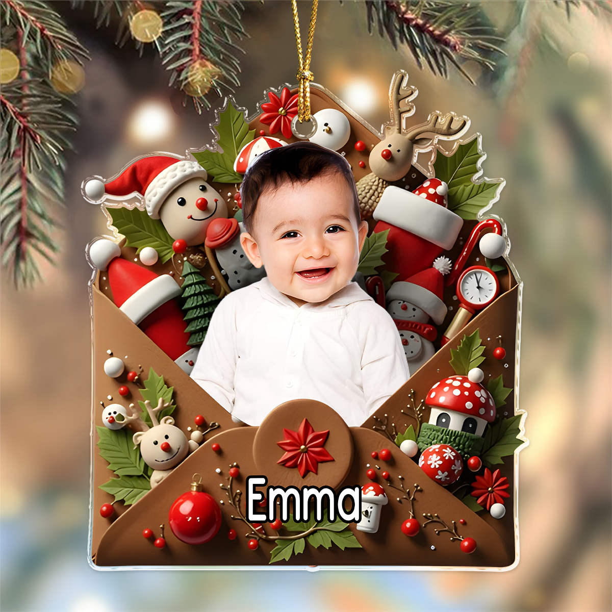 Custom Photo Letter To You 3D Effect Family Acrylic Ornament Gift For Mom, Dad, Brother, Sister, Kids HO82 900552