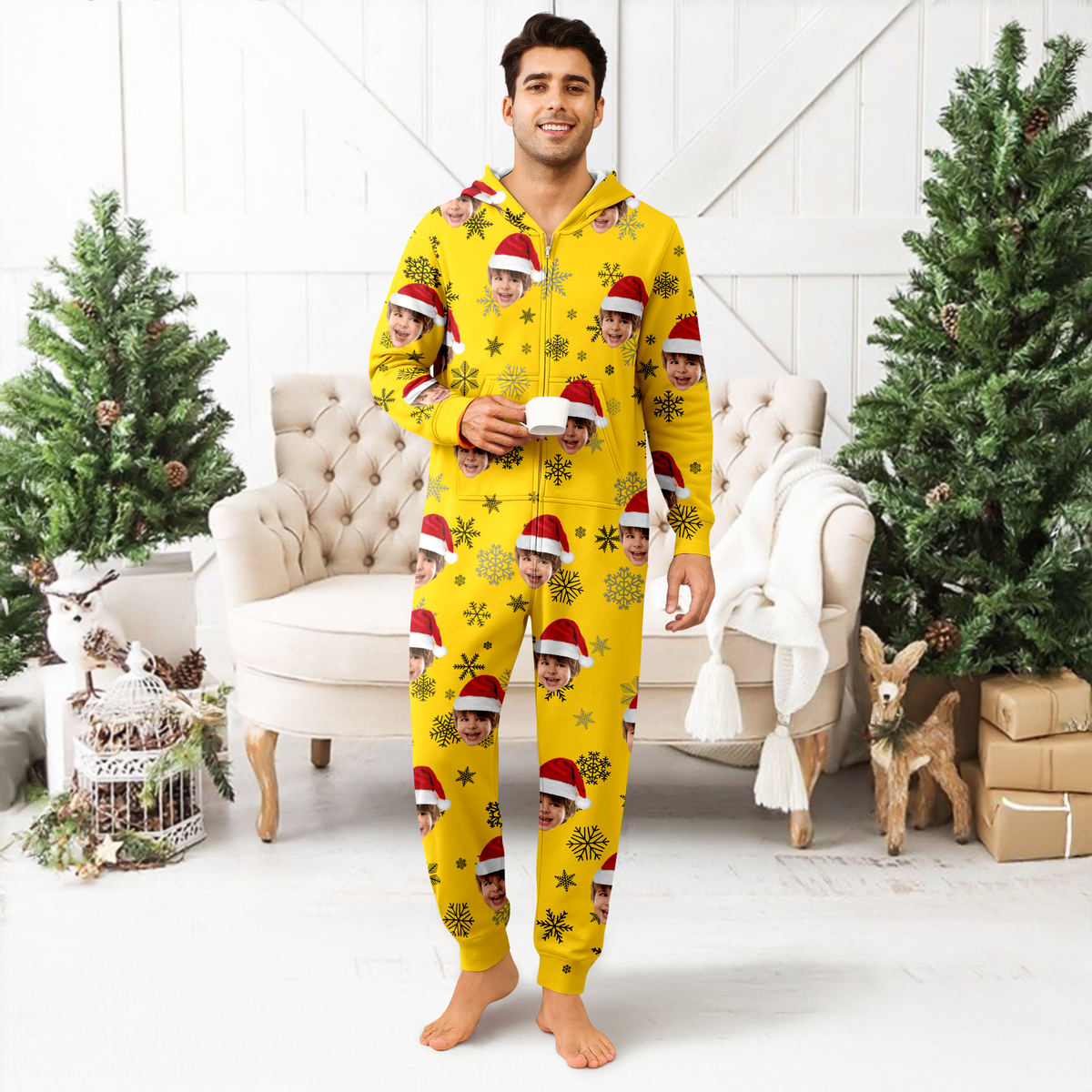 Custom Kid Santa Photo Christmas Onesie Pajamas CH07 899310
