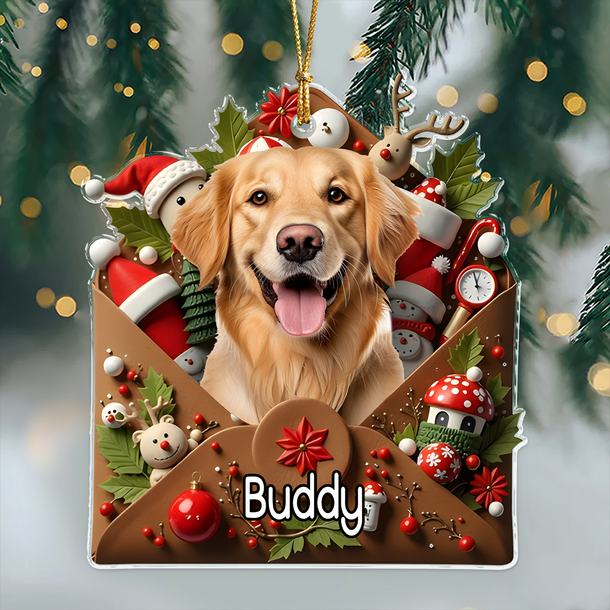 Custom Photo Letter To You 3D Effect Dog Acrylic Ornament HO82 900556