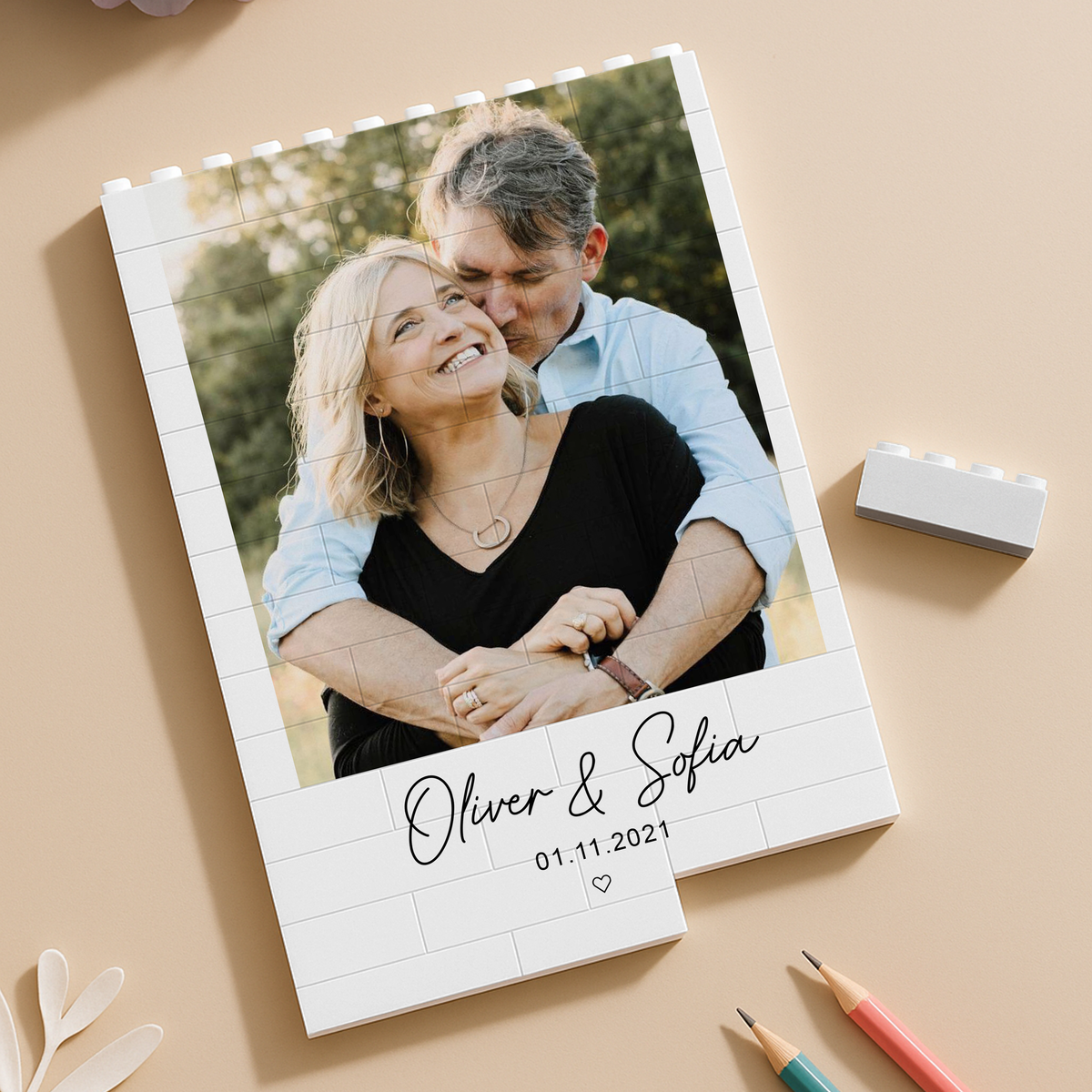 Custom Photo You & Me Always Love Together Building Brick Blocks LM32 895641