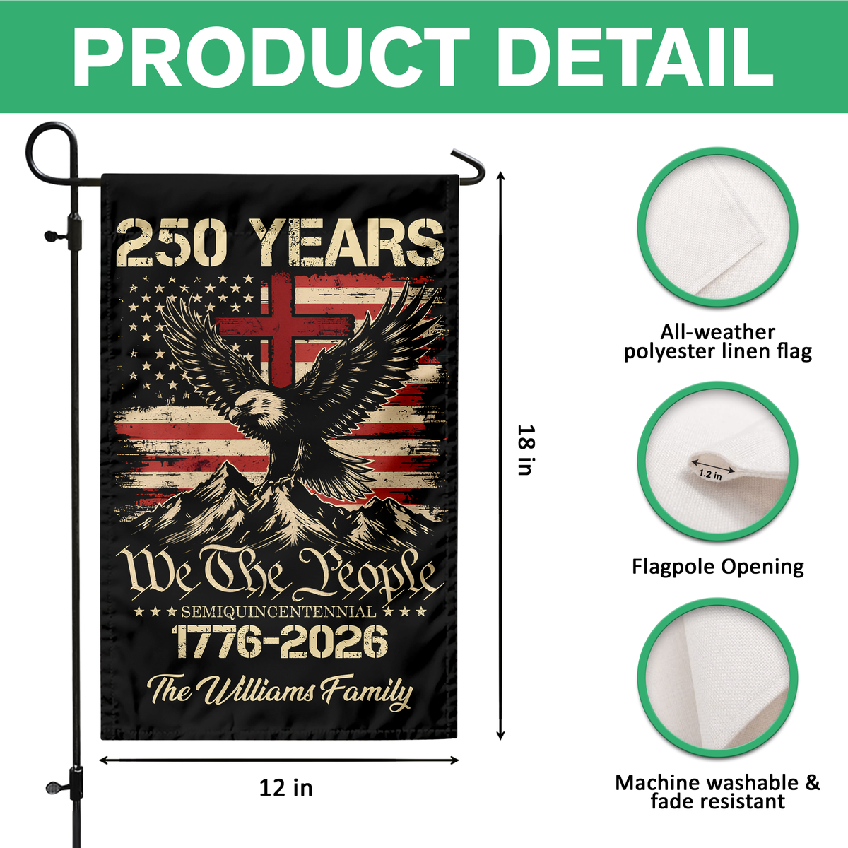 Custom Family Name 250 Years We The People Patriot Garden Flag HA75 920166