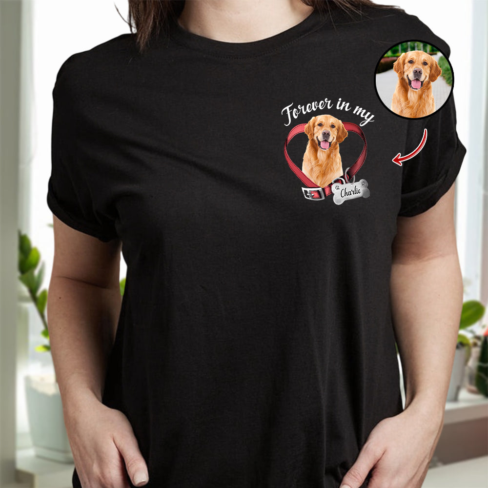 Custom Photo Dog Cat Forever In My Heart Memorial Dark Shirt HA75 897226