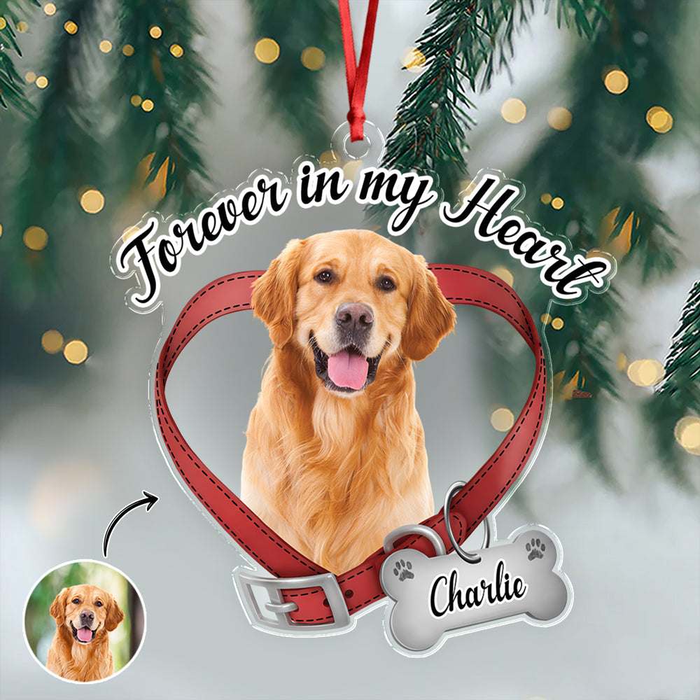 Custom Dog Photo Forever In My Heart Memorial Acrylic Ornament HA75 897520 (Pack)