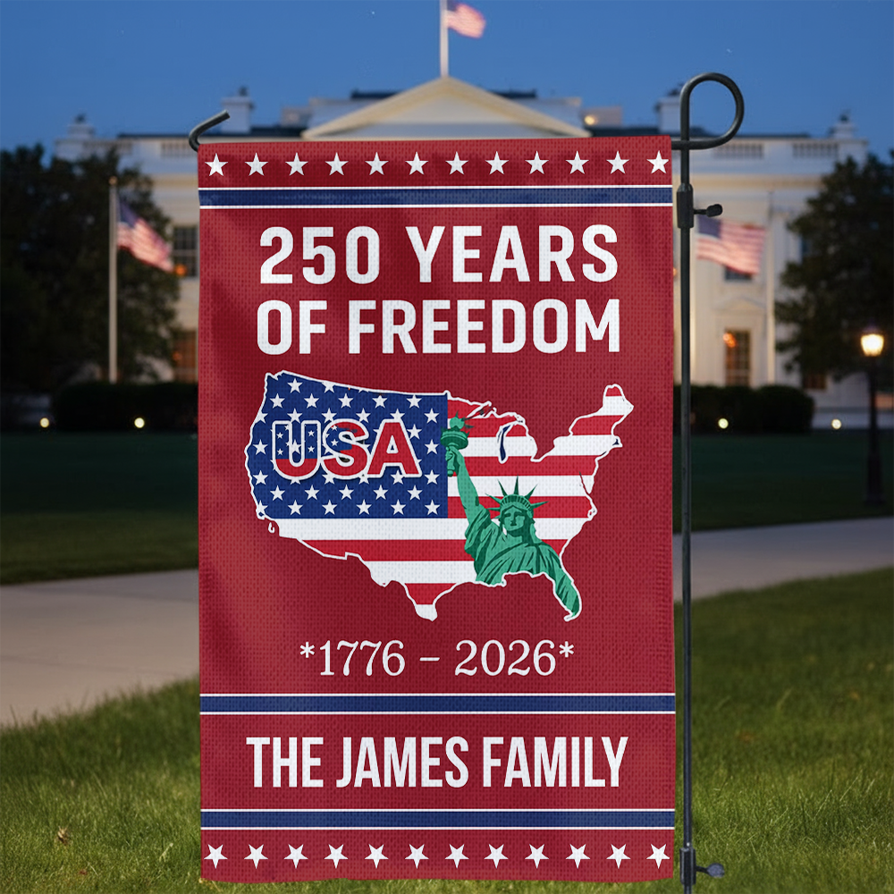 250 Years of Freedom Garden Flag USA Map Liberty 1776–2026 Patriotic Flag CH07 910120