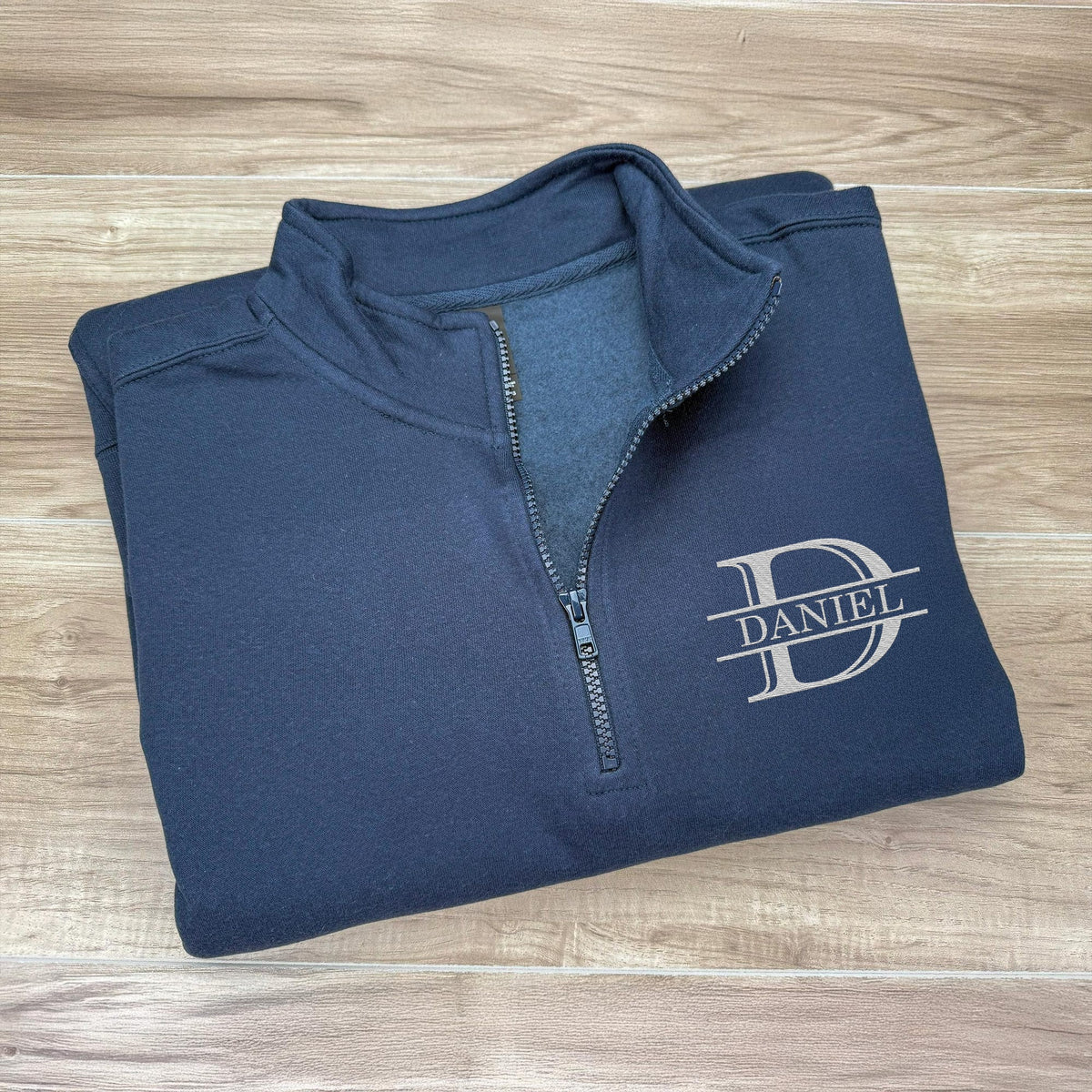 Custom Alphabet Name Embroidered Quarter Zip Sweater CH07 910000