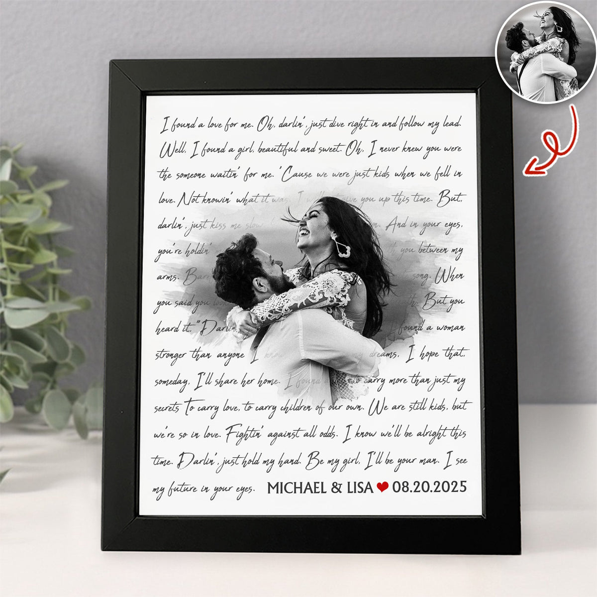 Custom Photo Song Lyrics Wall Picture Frame Valentine Day Gift For Wife Husband LM32 897729