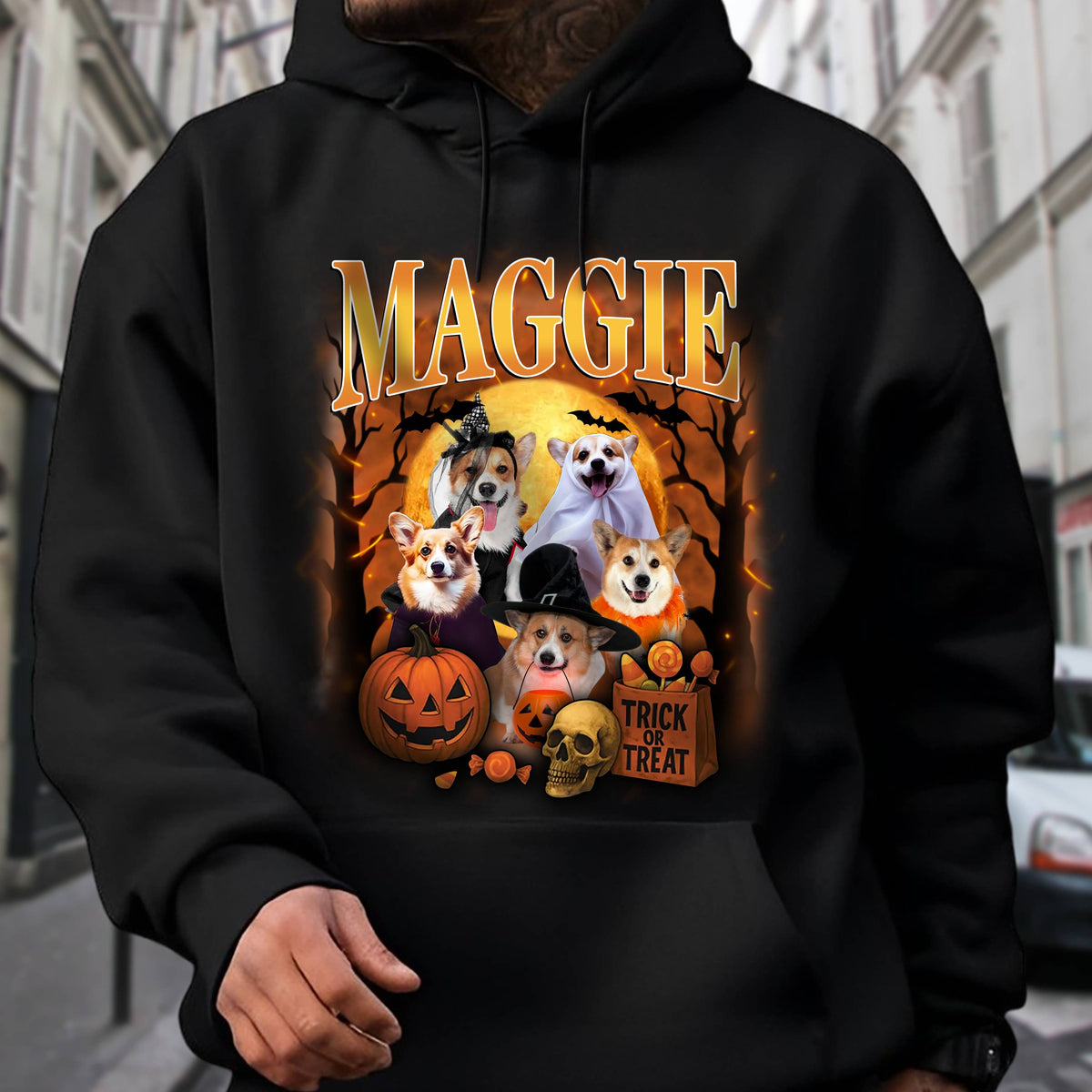 Custom Photo Dog Halloween Retro Style Dark Shirt HO82 894988