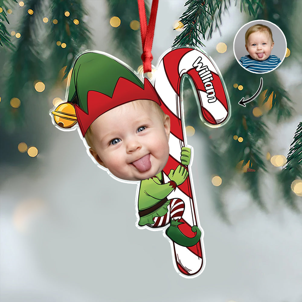 Custom Photo Baby Elf Personalized Christmas Acrylic Ornament HA75 898250